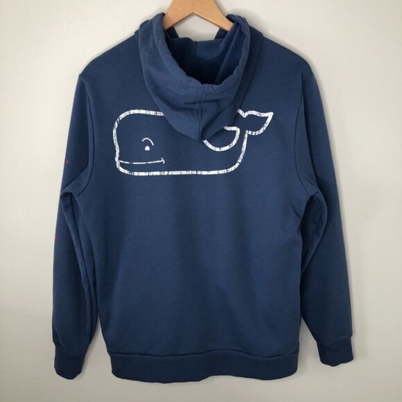 MEN'S Vineyard Vines Layering Cornflower Blue Zip Up Hoodie Whale Graphic Small - Picture 8 of 8